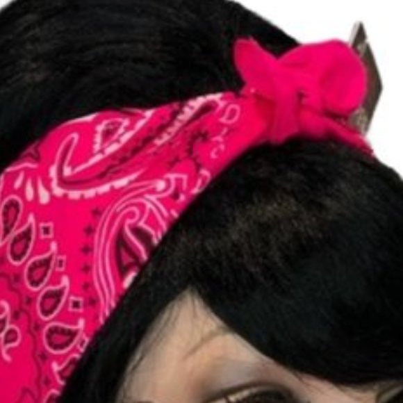 Neon Pink Paisley Rockabilly Bandana Tie Headband - Picture 10 of 13